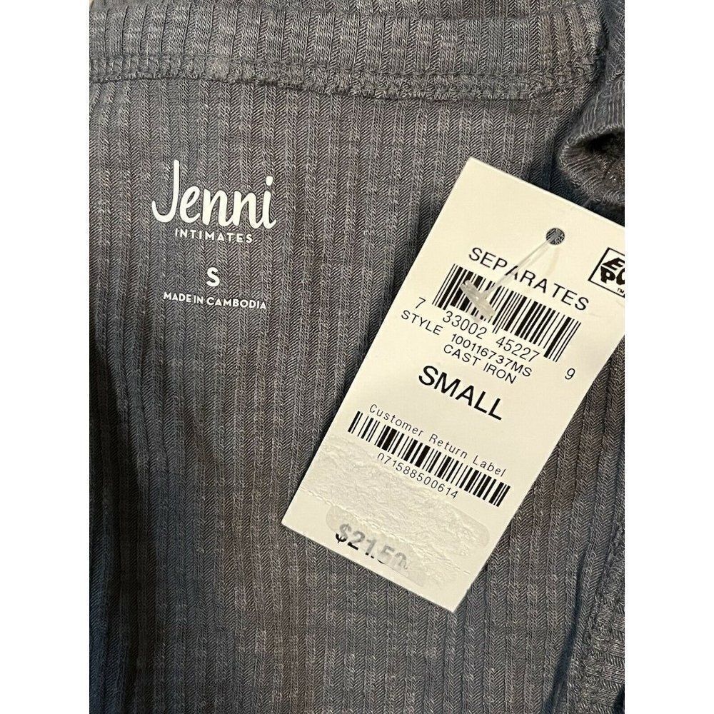 Jenni Cast Iron Gray Solid Ribbed Lounge Pajama Tank Top Small NWT - Picture 6 of 8